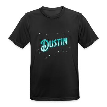 Dustin Namen personalisiert - Männer T-Shirt atmungsaktiv - Schwarz - Vorne - AI Model Male 178 light (178cm)