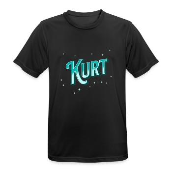 Nom Kurt personnalisé - T-shirt respirant Homme - noir - Devant - AI Model Male 178 light (178cm)