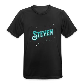 Steven Namen personalisiert - Männer T-Shirt atmungsaktiv - Schwarz - Vorne - AI Model Male 178 light (178cm)