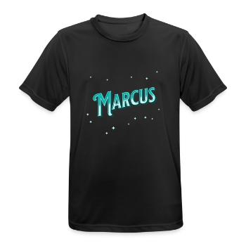 Marcus' name personalized - Men's Breathable T-Shirt - black - Front - AI Model Male 178 light (178cm)