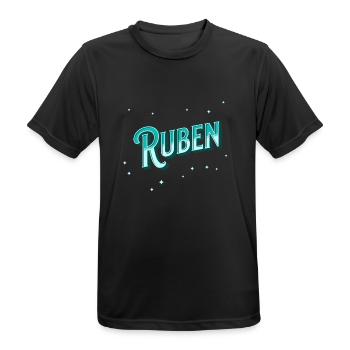 Nom Ruben personnalisé - T-shirt respirant Homme - noir - Devant - AI Model Male 178 light (178cm)