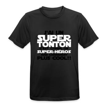 j'ai un super tonton(comme un super-héros) - T-shirt respirant Homme - noir - Devant - AI Model Male 178 light (178cm)