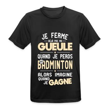 Ich halte meinen Mund nicht, wenn ich Badminton verliere - Männer T-Shirt atmungsaktiv - Schwarz - Vorne - AI Model Male 178 light (178cm)