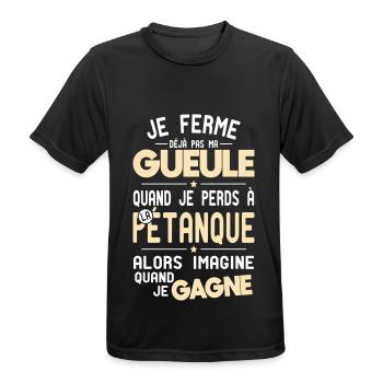 Don't shut my mouth when I lose at pétanque - Men's Breathable T-Shirt - black - Front - AI Model Male 178 light (178cm)