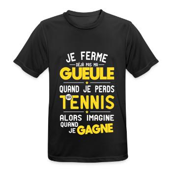 Ich halte nicht den Mund, wenn ich im Tennis verliere - Männer T-Shirt atmungsaktiv - Schwarz - Vorne - AI Model Male 178 light (178cm)