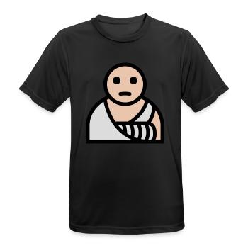 Bandage de plâtre cassé au bras - T-shirt respirant Homme - noir - Devant - AI Model Male 178 light (178cm)