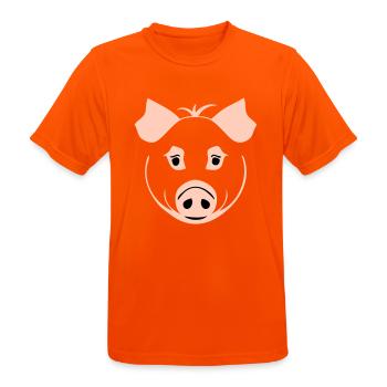 Schwein im Comic Stil - Männer T-Shirt atmungsaktiv - Neonorange - Vorne - AI Model Male 185 dark (185cm)