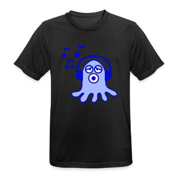 Mignon poulpe pieuvre pieuvre calmar écoutant de la musique forte - T-shirt respirant Homme - noir - Devant - AI Model Male 178 light (178cm)