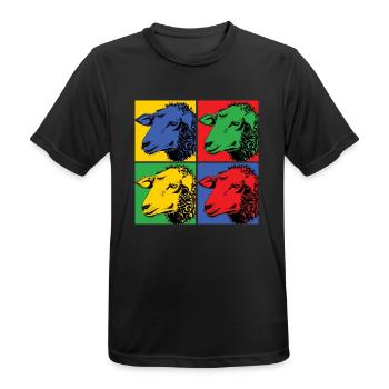 Schaf Sheep Pop-Art Design - Männer T-Shirt atmungsaktiv - Schwarz - Vorne - AI Model Male 178 light (178cm)