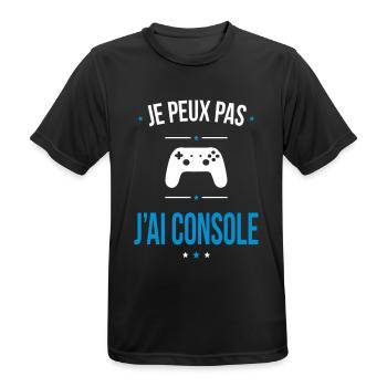 Je peux pas j'ai console - Cadeau humour - T-shirt respirant Homme - noir - Devant - AI Model Male 178 light (178cm)