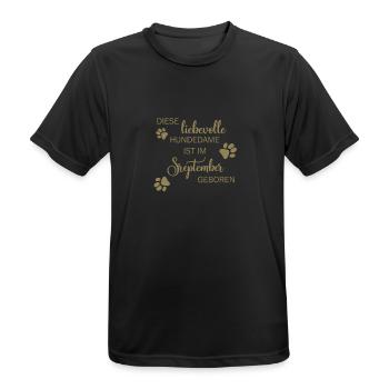 Liebevolle Hundedame September Geburtsmonat - Männer T-Shirt atmungsaktiv - Schwarz - Vorne - AI Model Male 178 light (178cm)