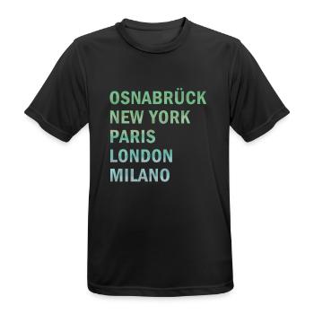 Metropole Osnabrück - Männer T-Shirt atmungsaktiv - Schwarz - Vorne - AI Model Male 178 light (178cm)