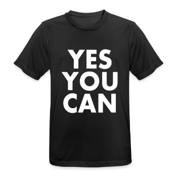 Yes you can - Männer T-Shirt atmungsaktiv - Schwarz - Vorne - AI Model Male 178 light (178cm)