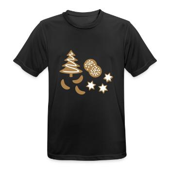 Weihnachten Gebäck Kekse Zimtsterne Xmas Cookies - Männer T-Shirt atmungsaktiv - Schwarz - Vorne - AI Model Male 178 light (178cm)