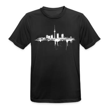 Berlin Skyline Minimalistisch - Männer T-Shirt atmungsaktiv - Schwarz - Vorne - AI Model Male 178 light (178cm)