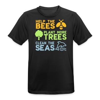 Help the Bees Plant More Trees | Forest trees nature - Men's Breathable T-Shirt - black - Front - AI Model Male 178 light (178cm)