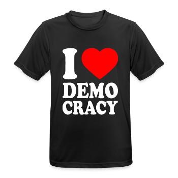 I love democracy - Men's Breathable T-Shirt - black - Front - AI Model Male 178 light (178cm)