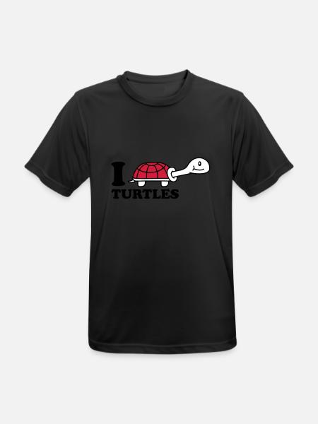 I Love Turtles - Männer T-Shirt atmungsaktiv - Schwarz