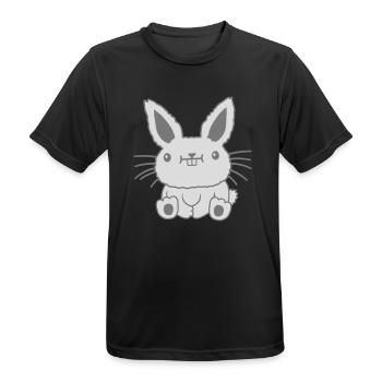Seated little kawaii rabbit - Men's Breathable T-Shirt - black - Front - AI Model Male 178 light (178cm)