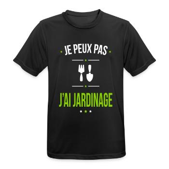 Je peux pas j'ai jardinage - Cadeau humour - T-shirt respirant Homme - noir - Devant - AI Model Male 178 light (178cm)