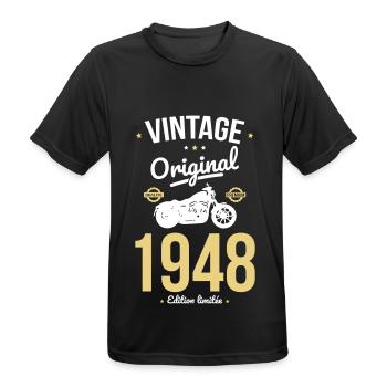 Birthday 75 years - Vintage 1948 Original - Men's Breathable T-Shirt - black - Front - AI Model Male 178 light (178cm)