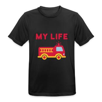 My life (Feuerwehrauto mit Leiter) - Männer T-Shirt atmungsaktiv - Schwarz - Vorne - AI Model Male 178 light (178cm)