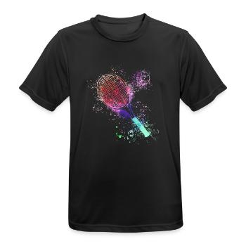 tennis,racket,ball,graffiti,blue,painting,colorful - Men's Breathable T-Shirt - black - Front - AI Model Male 178 light (178cm)