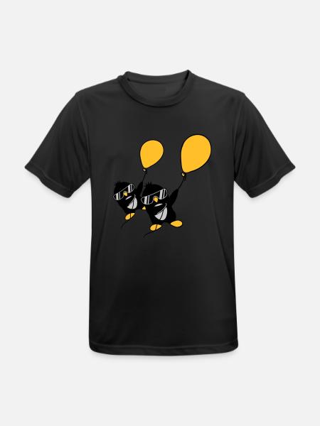 2 balloon penguins flying - Men's Breathable T-Shirt - black
