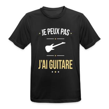 Je peux pas j'ai guitare - Cadeau humour - T-shirt respirant Homme - noir - Devant - AI Model Male 178 light (178cm)