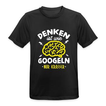 Funshirt - Denken ist wie Googeln nur krasser - Männer T-Shirt atmungsaktiv - Schwarz - Vorne - AI Model Male 178 light (178cm)