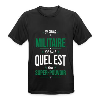 Je suis militaire - Super-pouvoir - T-shirt respirant Homme - noir - Devant - AI Model Male 178 light (178cm)