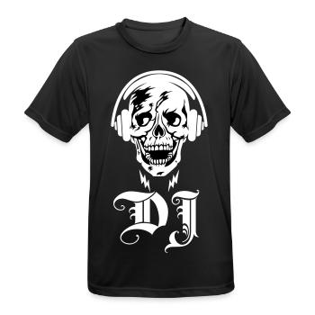 44 Totenkopf Skull DJ Kopfhörer Blitze - Männer T-Shirt atmungsaktiv - Schwarz - Vorne - AI Model Male 178 light (178cm)
