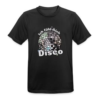 Ich fühl mich Disco! Diskothek Discokugel Spruch - Männer T-Shirt atmungsaktiv - Schwarz - Vorne - AI Model Male 178 light (178cm)