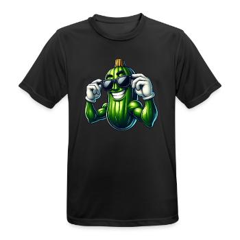 Cool Cucumber Pickle Vegetables Cartoon - Men's Breathable T-Shirt - black - Front - AI Model Male 178 light (178cm)