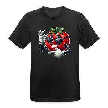 Cool Tomate Lunettes de Soleil Dessin Animé Veggie Fun - T-shirt respirant Homme - noir - Devant - AI Model Male 178 light (178cm)