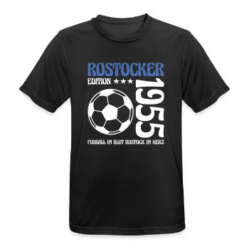 Rostocker Geburtstag 1955 Fußball Geschenk - Männer T-Shirt atmungsaktiv - Schwarz - Vorne - AI Model Male 178 light (178cm)
