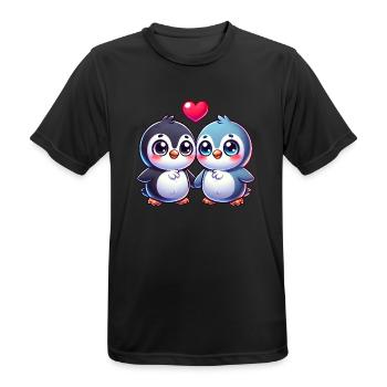 Penguin Love Valentine's Day Heart Friendship - Men's Breathable T-Shirt - black - Front - AI Model Male 178 light (178cm)