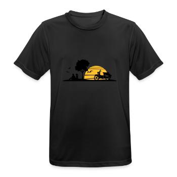 Fahrzeug - Schalbe Baum Sonne - Männer T-Shirt atmungsaktiv - Schwarz - Vorne - AI Model Male 178 light (178cm)