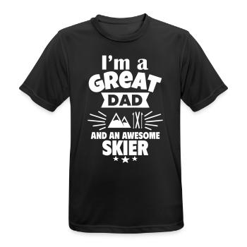 I'm a great dad and a strong skier - Men's Breathable T-Shirt - black - Front - AI Model Male 178 light (178cm)