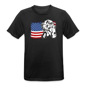 Basset Hound US Amerika Fahne Hunde Wilsigns - Männer T-Shirt atmungsaktiv - Schwarz - Vorne - AI Model Male 178 light (178cm)