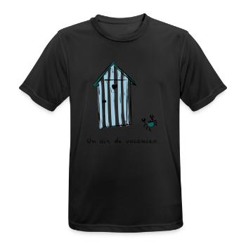 Cabine de plage - T-shirt respirant Homme - noir - Devant - AI Model Male 178 light (178cm)