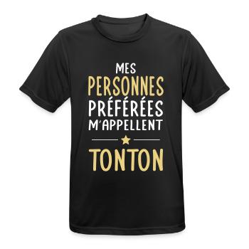 Mes personnes préférées m'appellent Tonton - T-shirt respirant Homme - noir - Devant - AI Model Male 178 light (178cm)