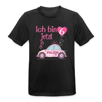 Voiture de police J’ai maintenant 6 ans Anniversaire Rose - T-shirt respirant Homme - noir - Devant - AI Model Male 178 light (178cm)
