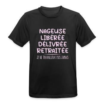 Nageuse célèbre sa retraite avec humour cadeau - T-shirt respirant Homme - noir - Devant - AI Model Male 178 light (178cm)