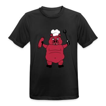cook cooking barbecue bbq chef kitchen apron delic - Men's Breathable T-Shirt - black - Front - AI Model Male 178 light (178cm)