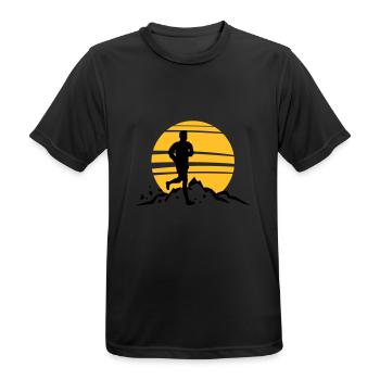 Sport - Jogger Berge Sonne - Männer T-Shirt atmungsaktiv - Schwarz - Vorne - AI Model Male 178 light (178cm)