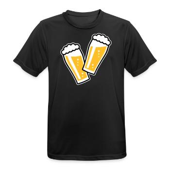 2 Biergläser Stoßen An (Bier / Willibecher / 3C) - Männer T-Shirt atmungsaktiv - Schwarz - Vorne - AI Model Male 178 light (178cm)
