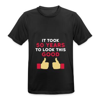 It took 50 years to look this good - Men's Breathable T-Shirt - black - Front - AI Model Male 178 light (178cm)