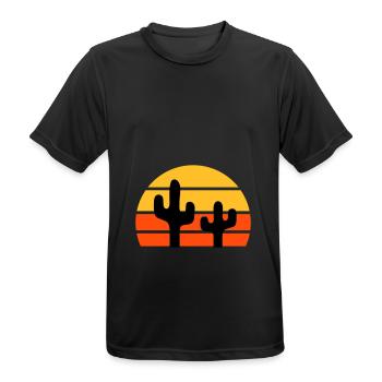 Deux cactus devant un demi-soleil - T-shirt respirant Homme - noir - Devant - AI Model Male 178 light (178cm)