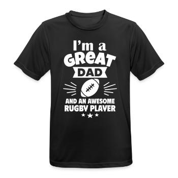 Ich bin ein toller Papa und ein starker Rugbyspiel - Männer T-Shirt atmungsaktiv - Schwarz - Vorne - AI Model Male 178 light (178cm)